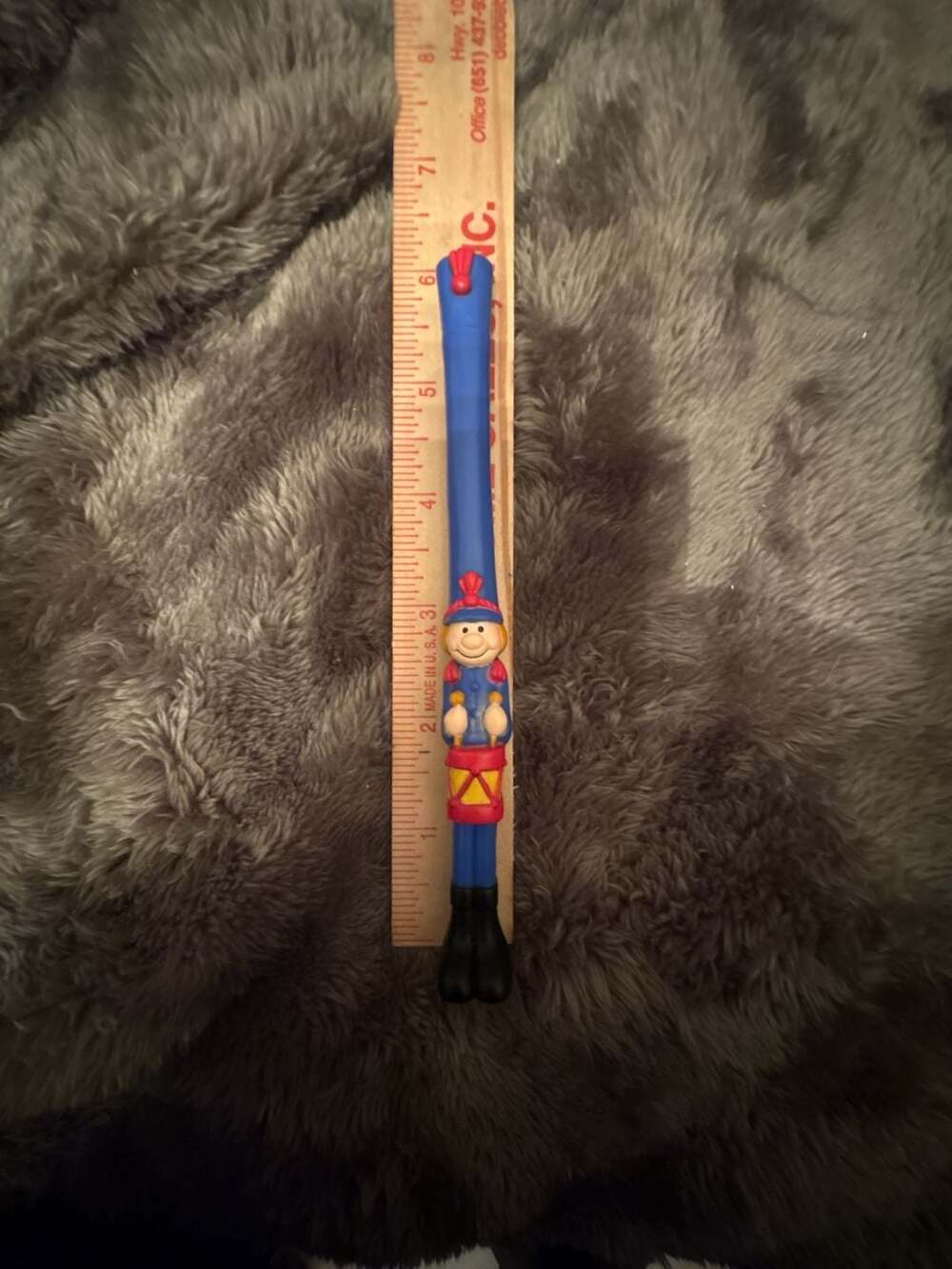Russ Toy Drummer Soldier Pencil Topper Blue Uniform Vintage Figure